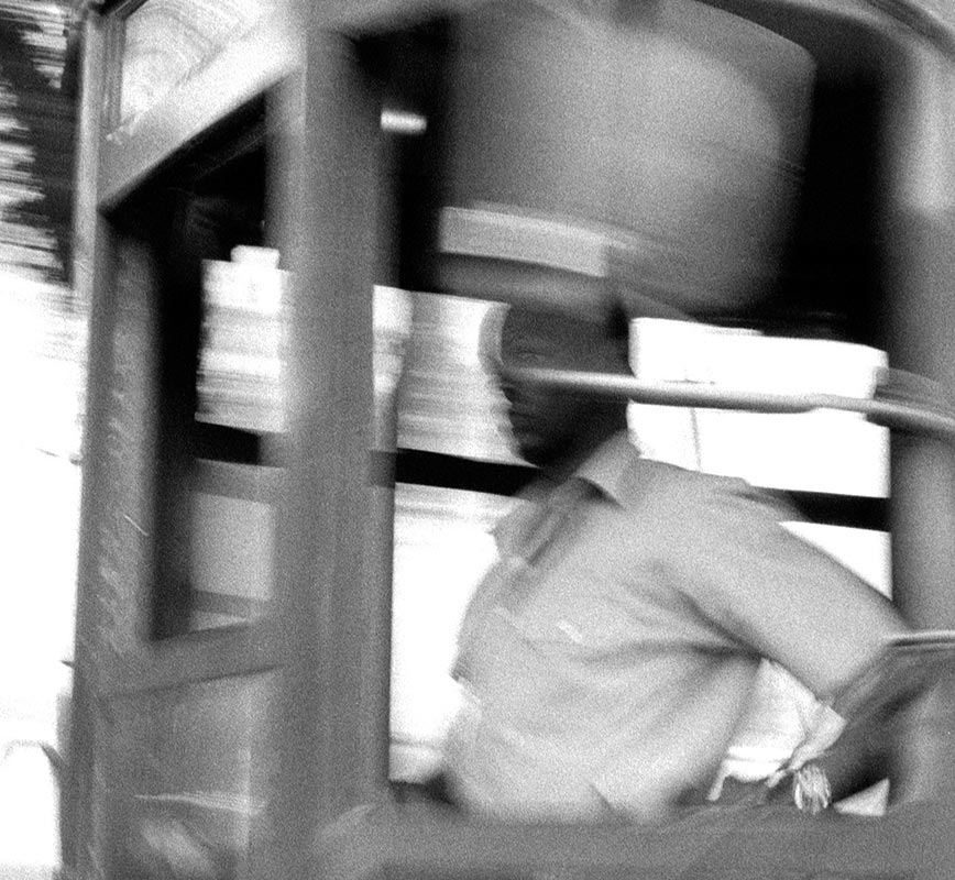 Detail of Black and white photograph of New Orleans' street car. Title: 1999 - New Orleans