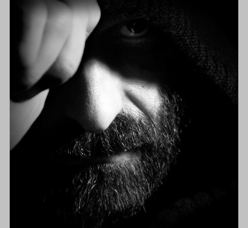 Black and white photographic portrait of bearded man. Title: Untitled #5