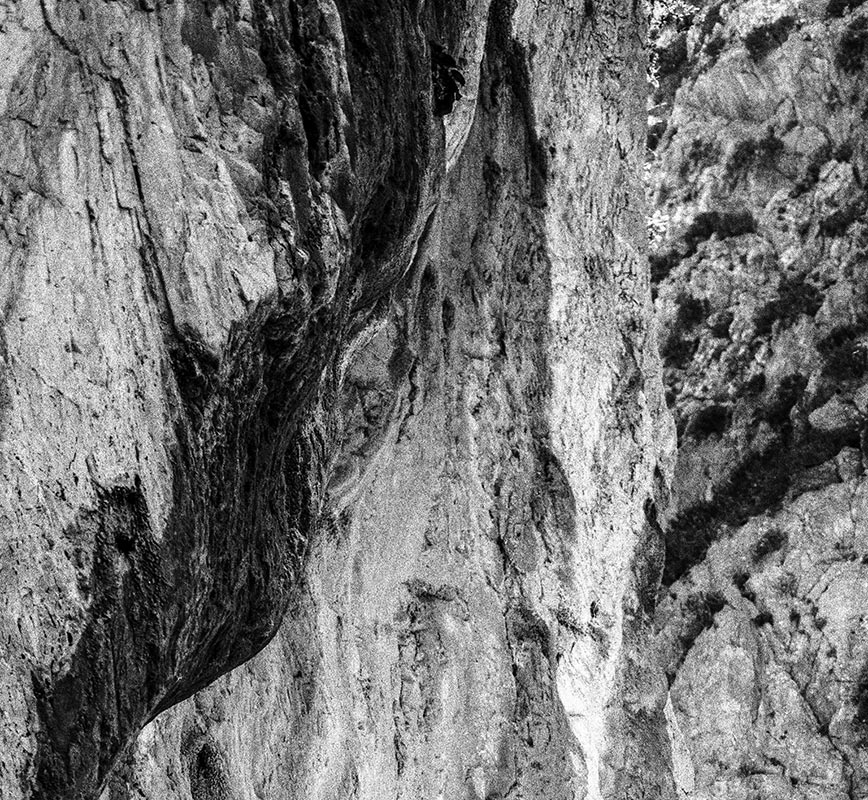Detail of Black and white photograph of caves in the Greek island of Kithira inspired by the writings of the ancient Greek philosopher Heraclitus. Title: Homage to Heraclitus: Earth I