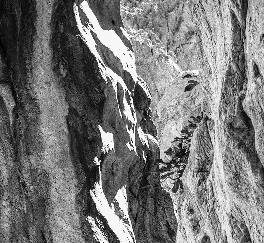 Detail of Black and white photograph of caves in the Greek island of Kithira inspired by the writings of the ancient Greek philosopher Heraclitus. Title: Homage to Heraclitus: Earth II
