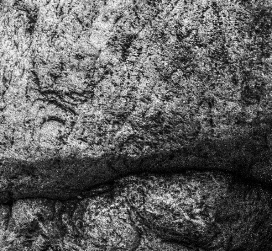 Detail of Black and white photograph of caves in the Greek island of Kithira inspired by the writings of the ancient Greek philosopher Heraclitus. Title: Homage to Heraclitus: Earth IV