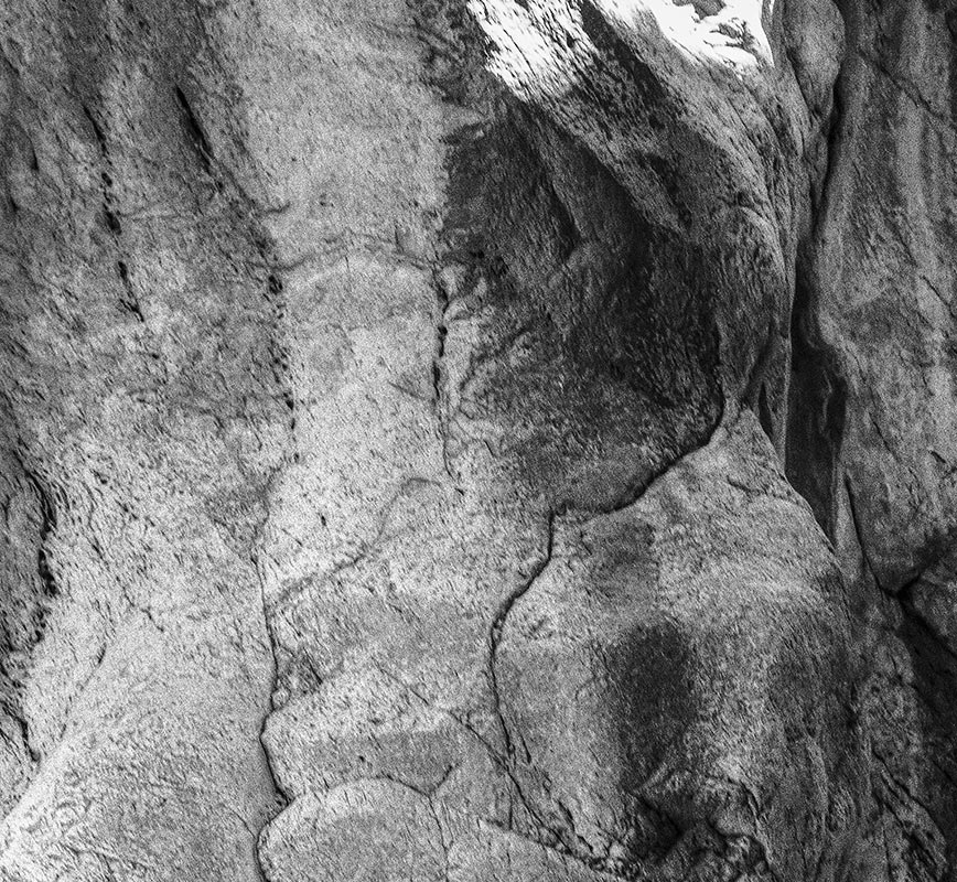 Detail of Black and white photograph of caves in the Greek island of Kithira inspired by the writings of the ancient Greek philosopher Heraclitus. Title: Homage to Heraclitus: Earth V