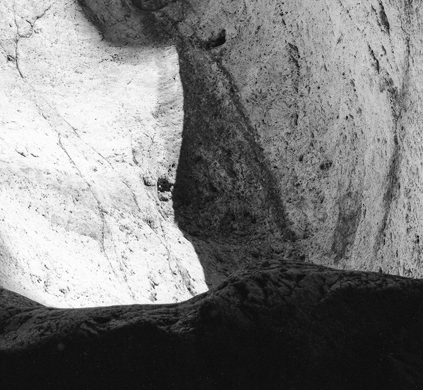Detail of Black and white photograph of caves in the Greek island of Kithira inspired by the writings of the ancient Greek philosopher Heraclitus. Title: Homage to Heraclitus: Earth VI
