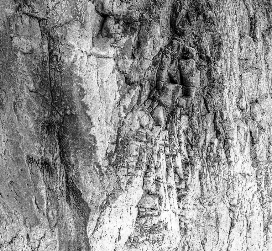 Detail of Black and white photograph of caves in the Greek island of Kithira inspired by the writings of the ancient Greek philosopher Heraclitus. Title: Homage to Heraclitus: Earth VII