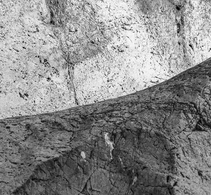 Detail of Black and white photograph of caves in the Greek island of Kithira inspired by the writings of the ancient Greek philosopher Heraclitus. Title: Homage to Heraclitus: Earth VII
