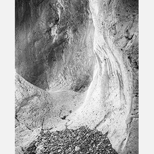 Black and white photograph of caves in the Greek island of Kithira inspired by the writings of the ancient Greek philosopher Heraclitus. Title: Homage to Heraclitus: Earth VIII