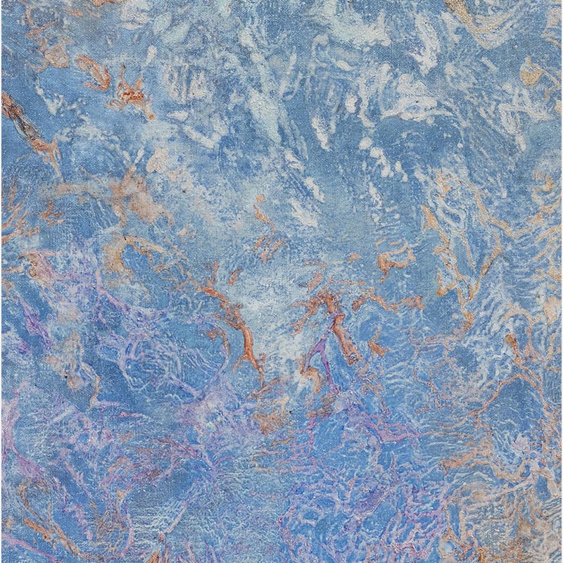 Detail of an abstract painting with reference to nature by Ruggero Vanni. Mainly beige and blue colors. Title: In Lucem