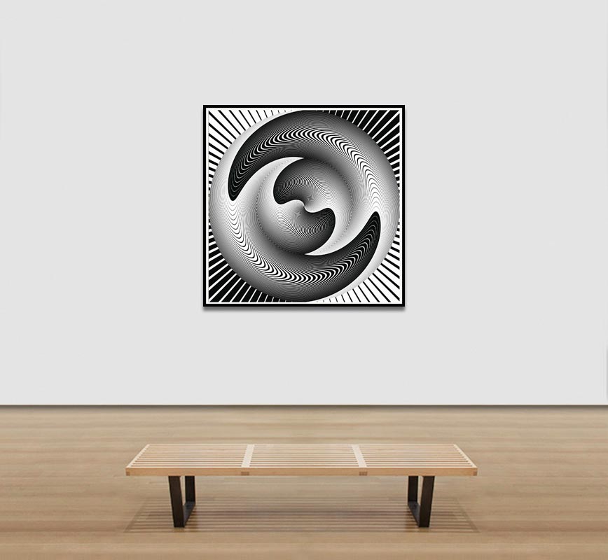 View in a room of an Abstract Op Art limited edition print. Title: Untitled, 2022