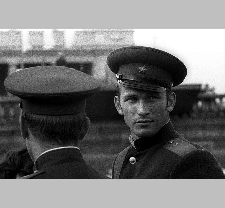Black and white photograph of a Young Red Army Officer in 1967 in Moscow, USSR. Limited edition print. Title: Young Red Army Officer, Moscow, 1967
