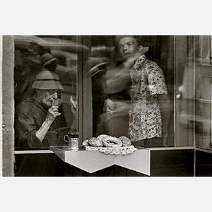 Black and white photograph of two Russian ladies seen through a window in Moscow, Russia, in 1967. Limited edition print. Title: Moscow, 1967