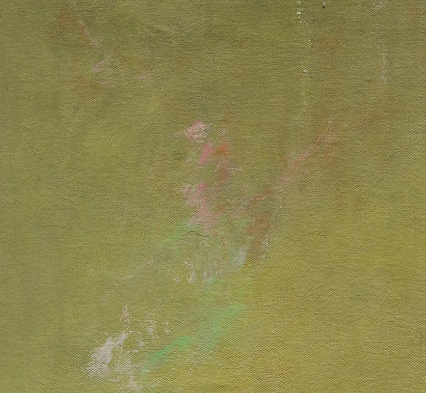 Detail of abstract painting with reference to nature. Mainly green colors. Title: Icaro II