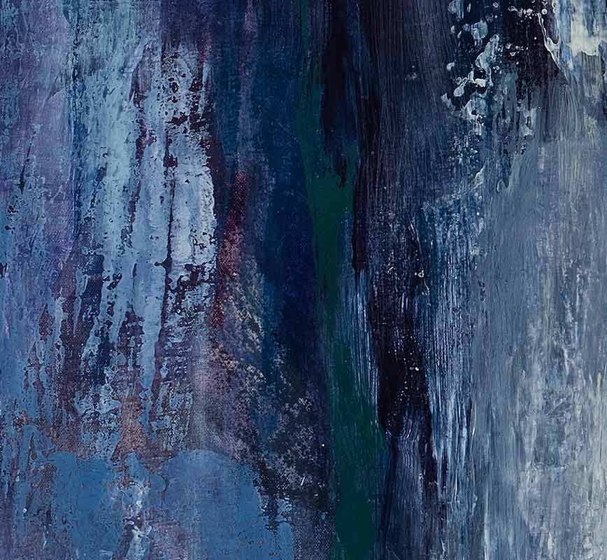 Detail of abstract painting with reference to nature. Mainly white and blue colors. Title: Arctic Escape