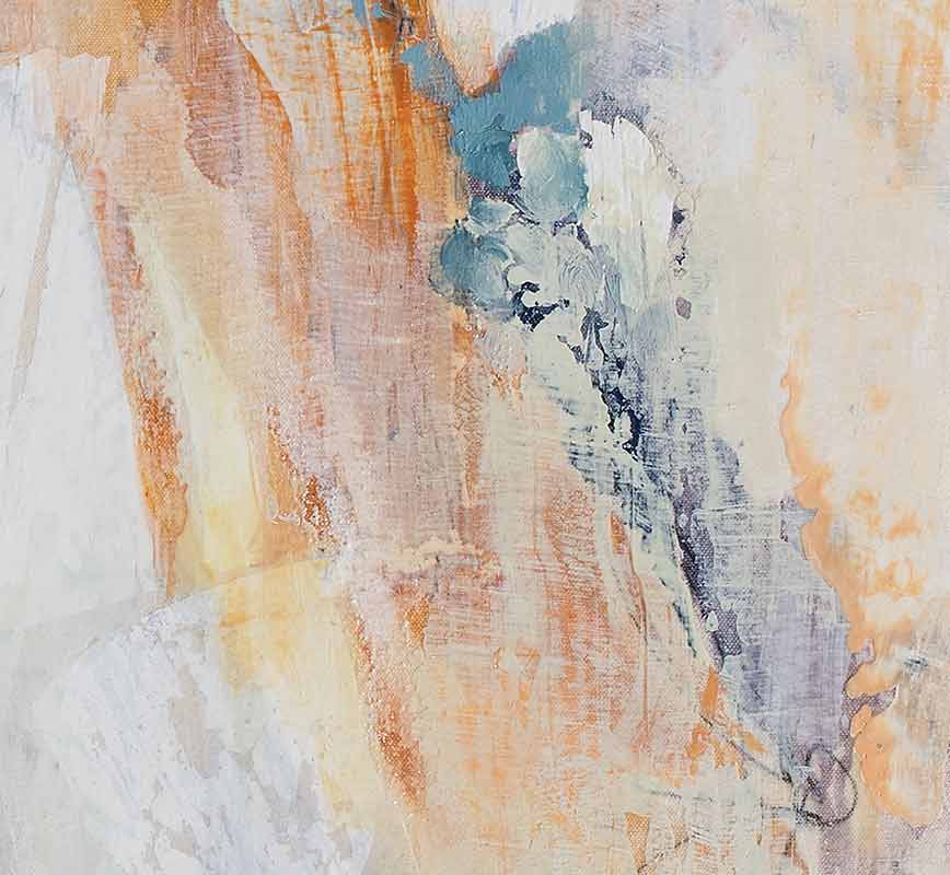 Detail of abstract painting with reference to nature. Mainly white and blue colors. Title: Arctic Escape