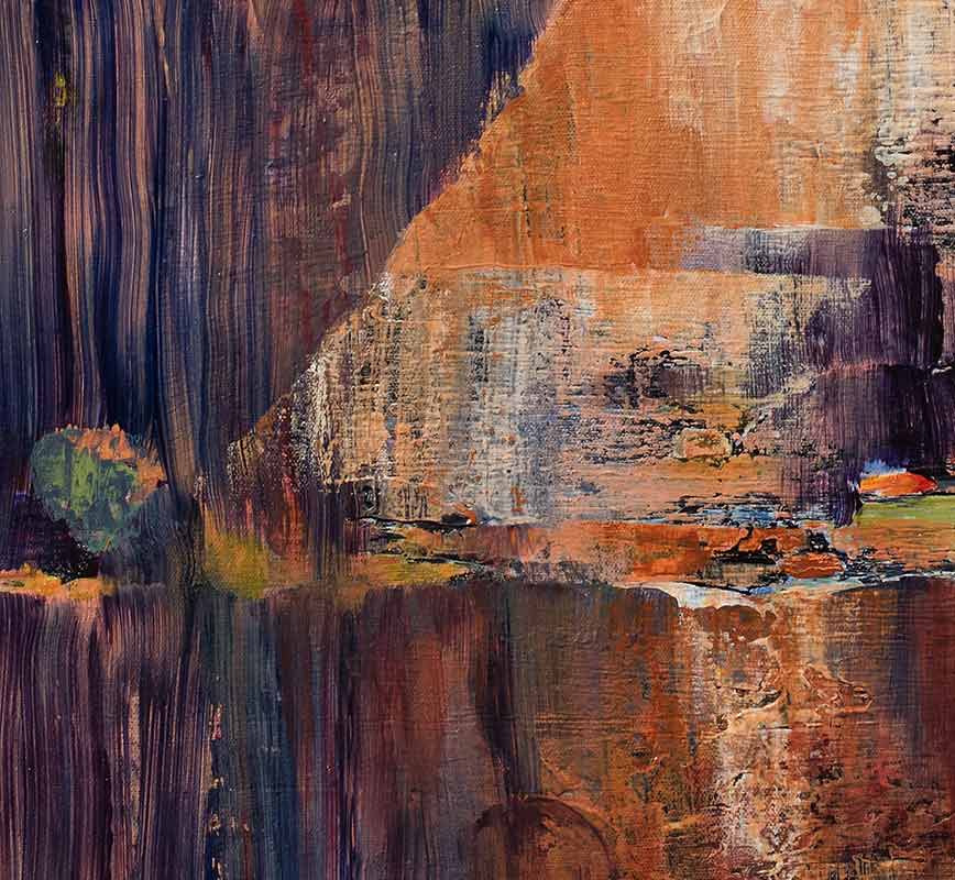 Detail of abstract painting with reference to nature. Mainly earth and rust colors. Title: Pride and Joy