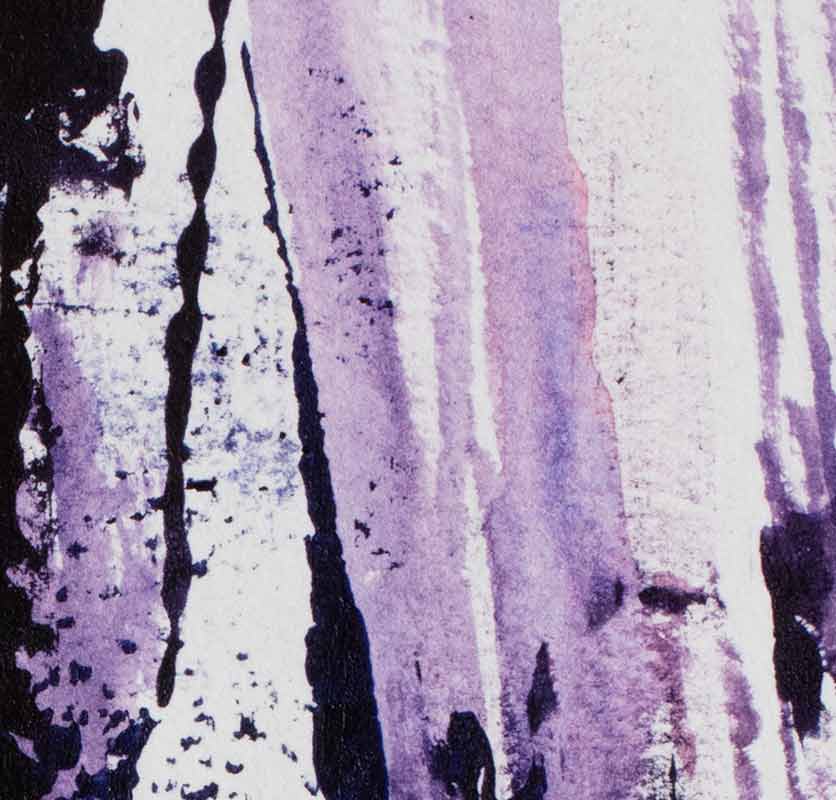 Detail of abstract watercolor with reference to nature. Mainly purple colors. Title: Undercover Operation