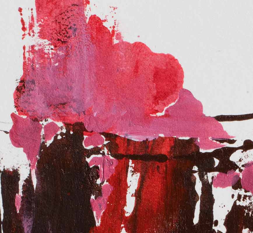 Detail of abstract watercolor with reference to nature. Mainly red colors. Title: Barrier to Peace