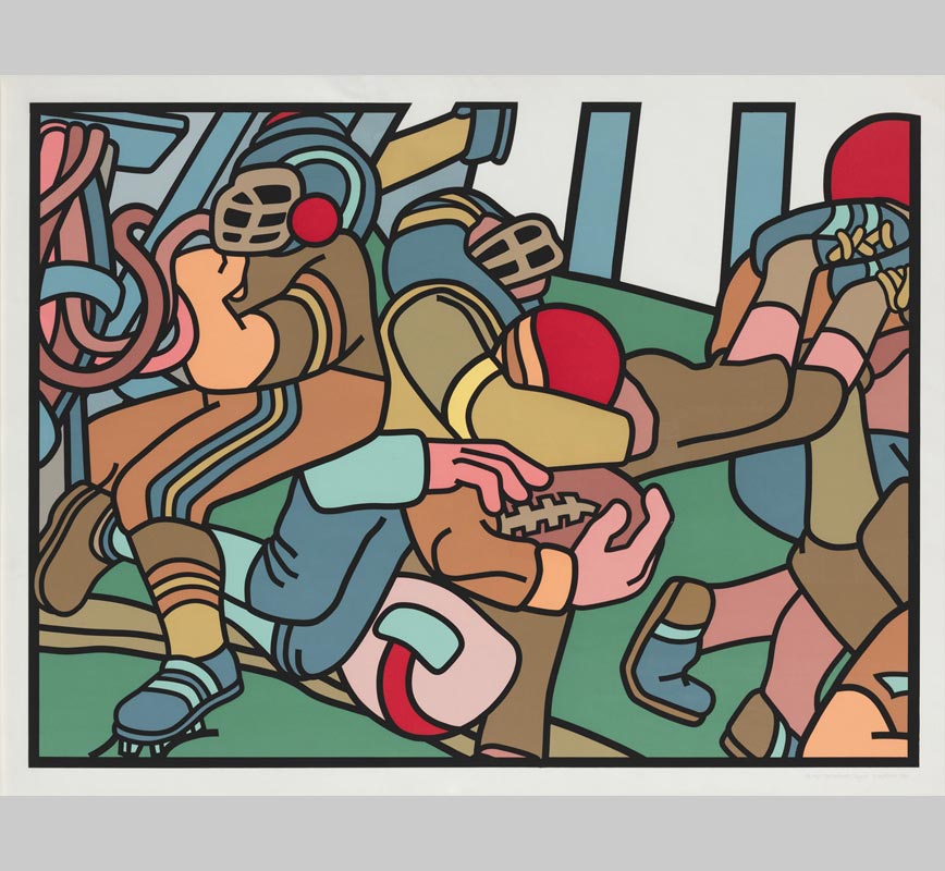 Contemporary expressionist print. Political Painting. Title: The Football Players