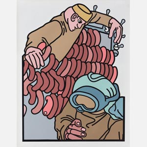 Contemporary expressionist print. Political Painting. Title: The Hot Dog Man