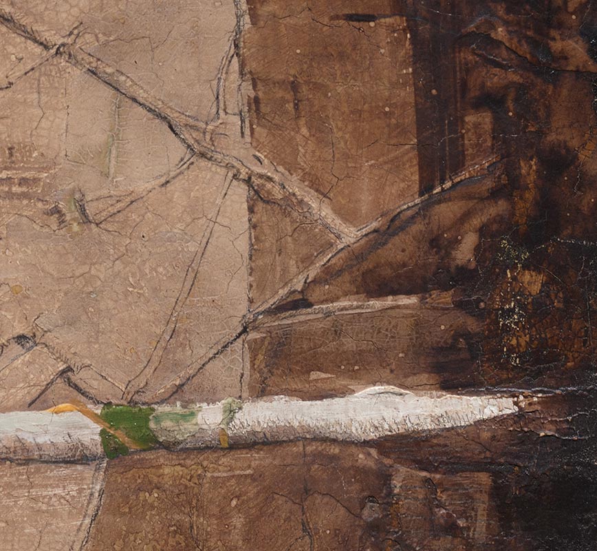 Detail of Abstract painting. Earth colors. Title: Arch and Pole
