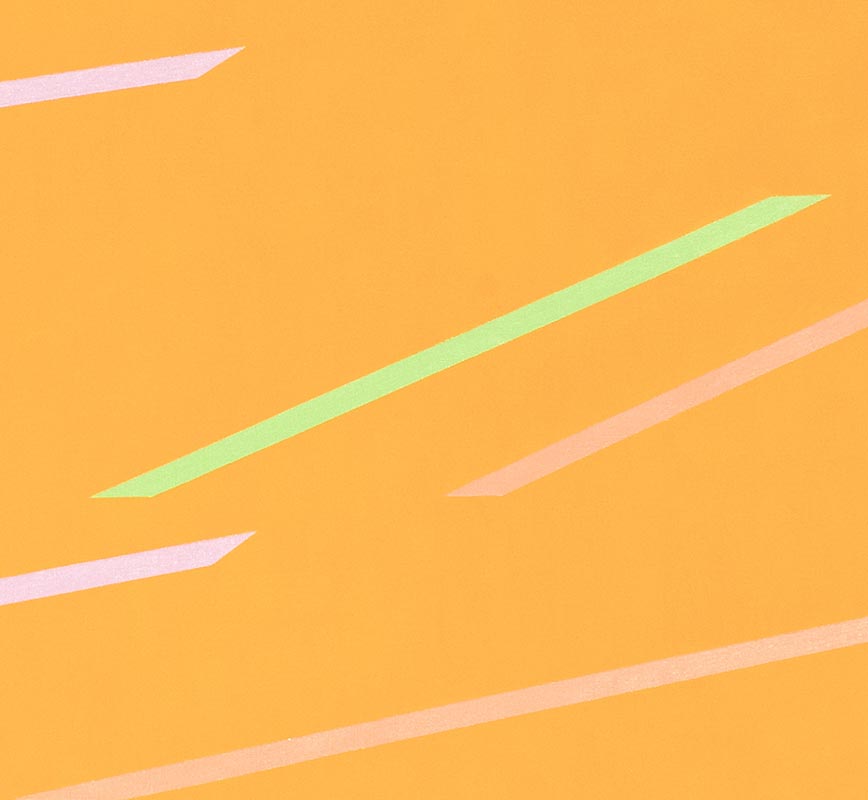 Detail of Color field painting with yellow and orange colors. Title: Yellow Flight