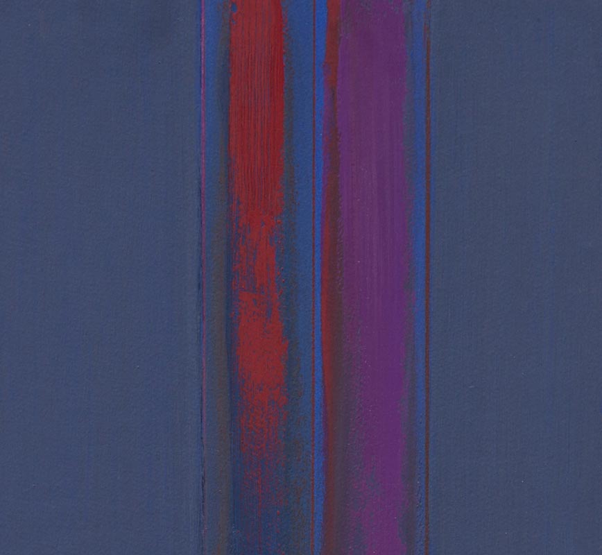 Detail of Color field painting with purple and blue colors.