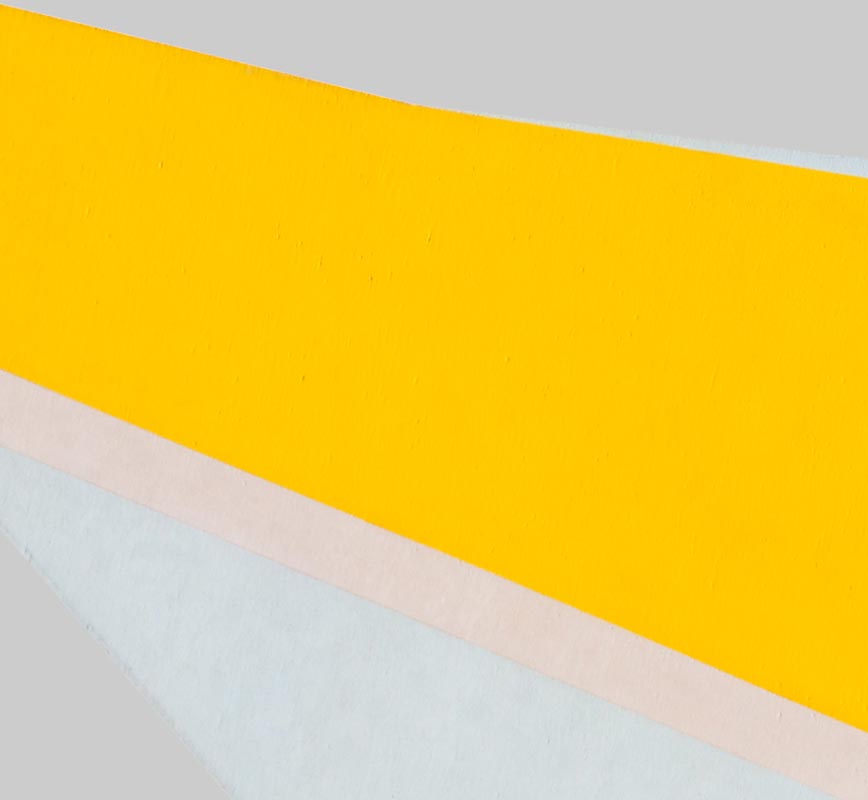 Detail of Color field painting with yellow and white colors. Title: Chad