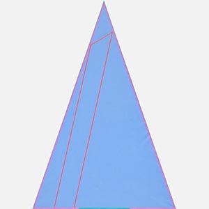 Color field painting with blue colors. Title: First Triangle