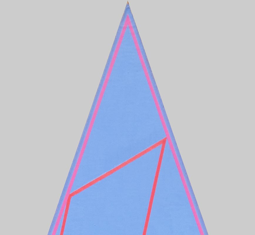 Detail of Color field painting with blue colors. Title: First Triangle