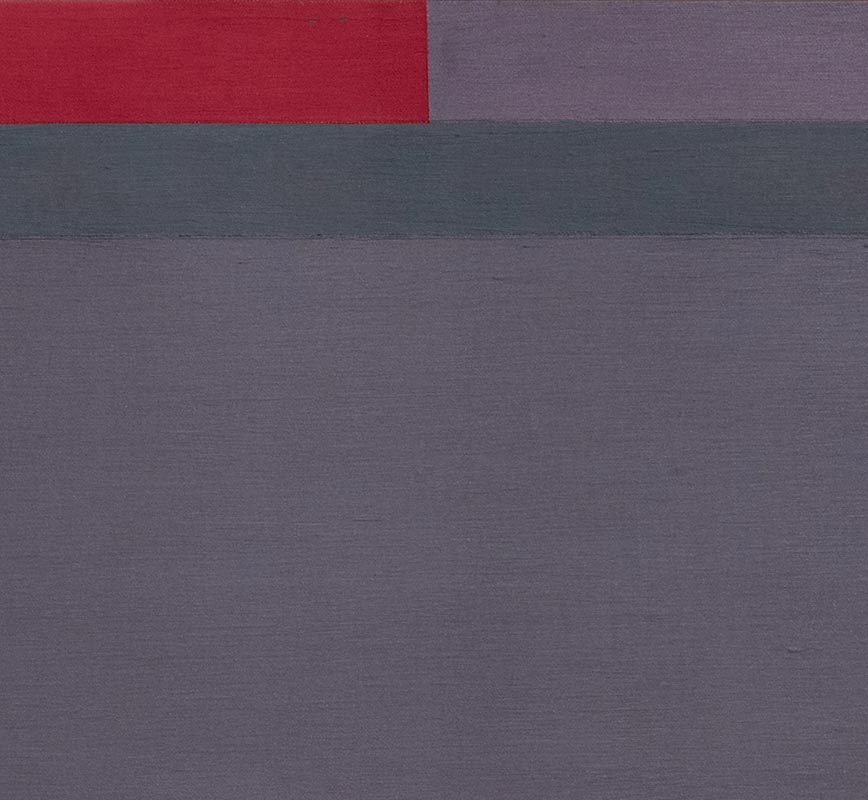 Detail of Color field painting with gray, red and green colors.