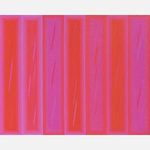 Color field painting with red and purple colors. Title: Red Painting