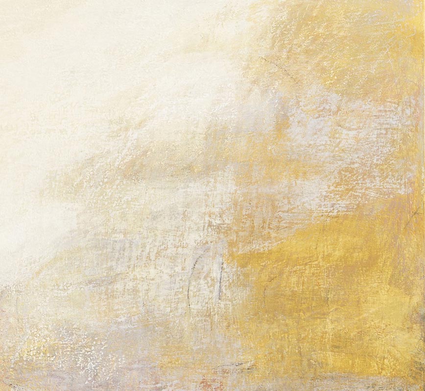 Detail of Abstract painting with reference to Pompeian frescoes. Mainly black, yellow, red and white colors. Title: Tempo Perso II