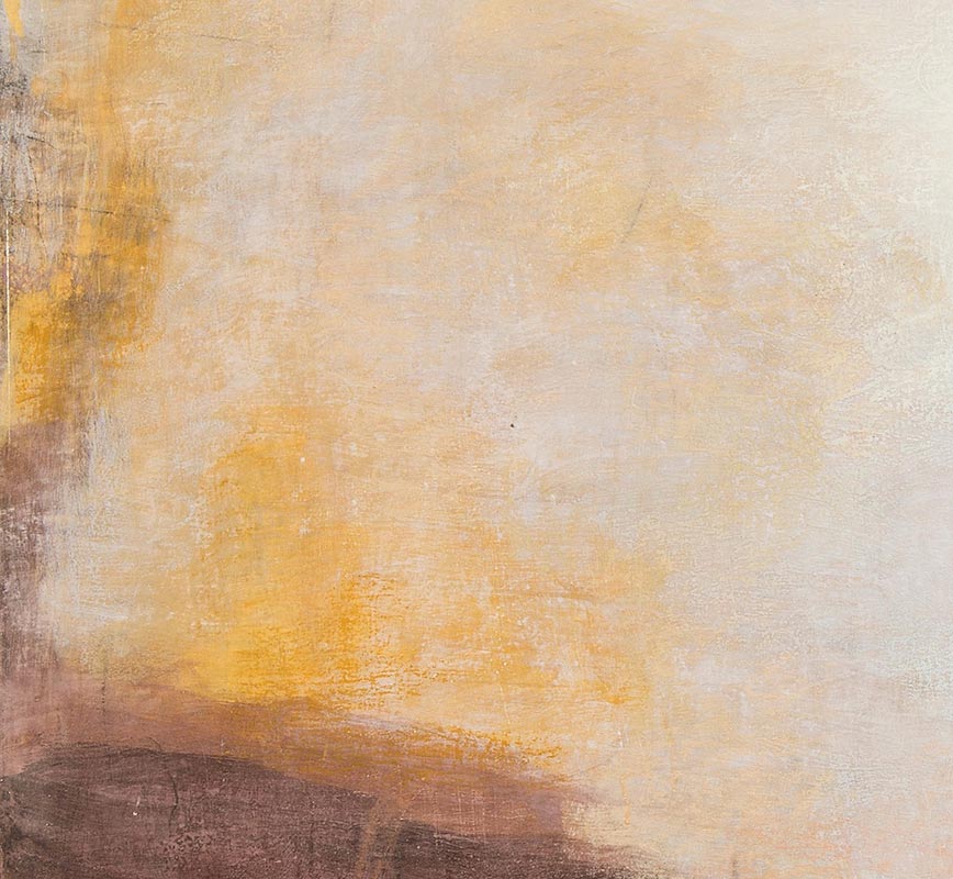 Detail of Abstract painting with reference to Pompeian frescoes. Mainly brown, yellow, red and white colors. Title: Terrae Etrusca