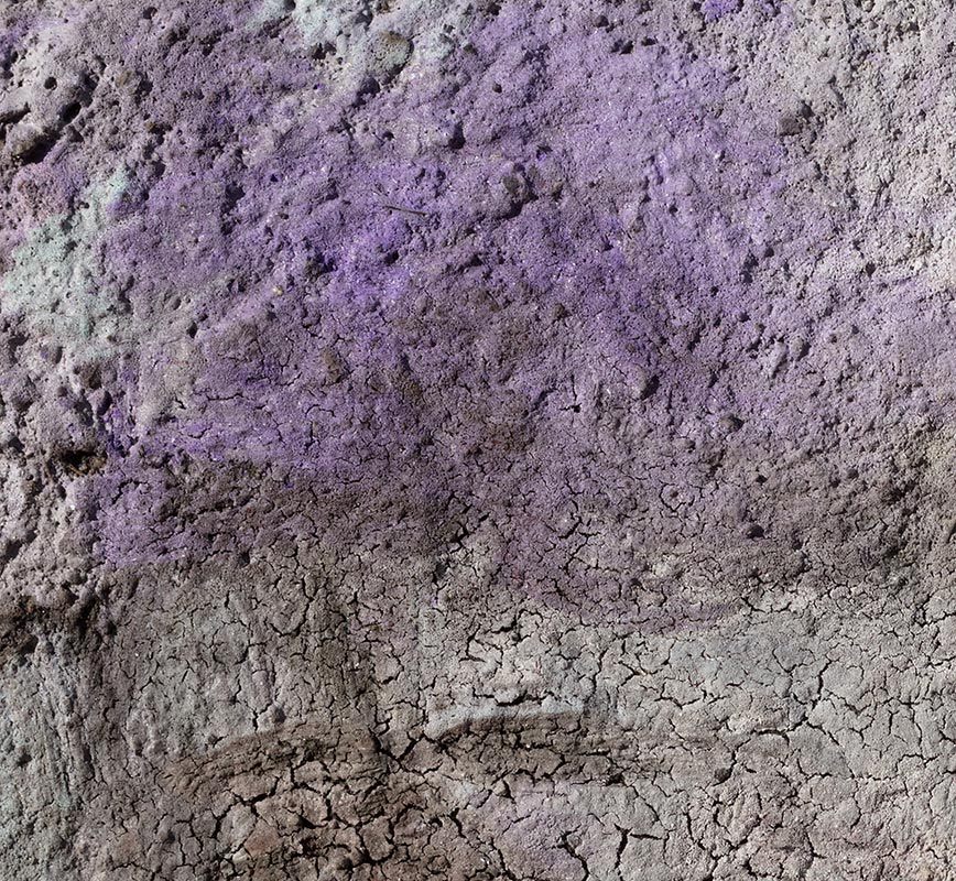 Detail of Abstract painting with reference to Pompeian frescoes. Mainly pink and blue colors. Title: Terra Bruciata (Scorched Earth)