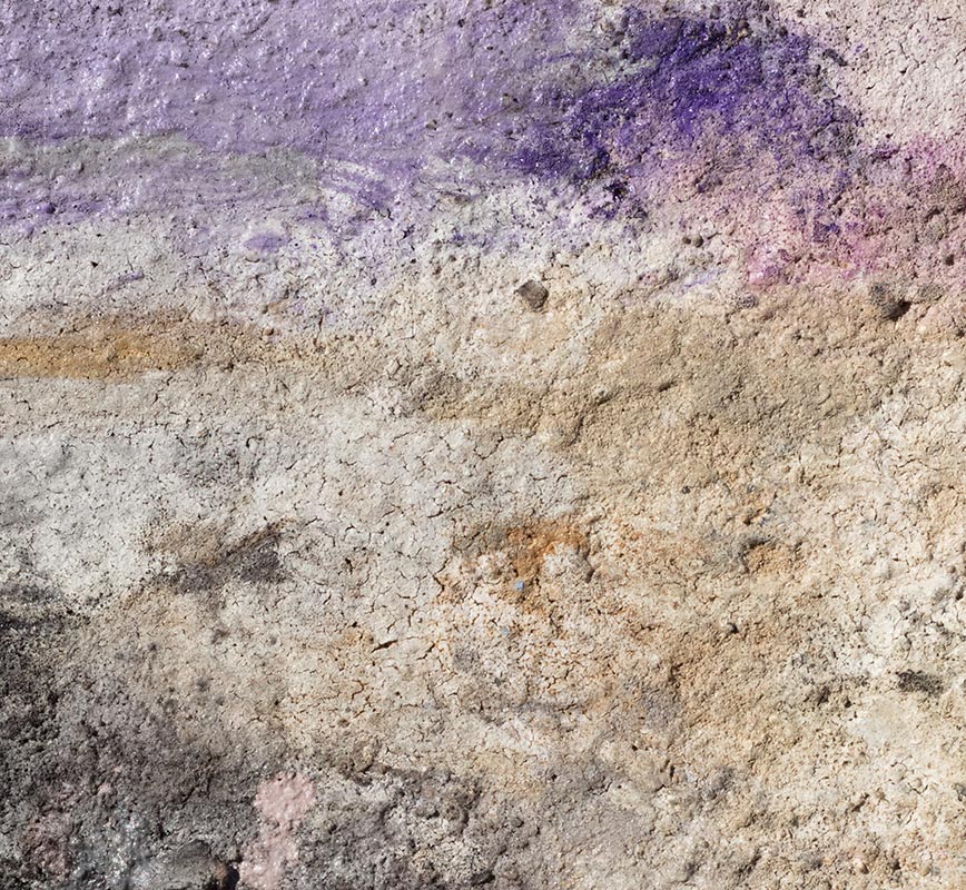 Detail of Abstract painting with reference to Pompeian frescoes.  Mainly beige, white, and black colors. Title: Terra Bruciata - Alba I (Scorched Earth - Dawn I)