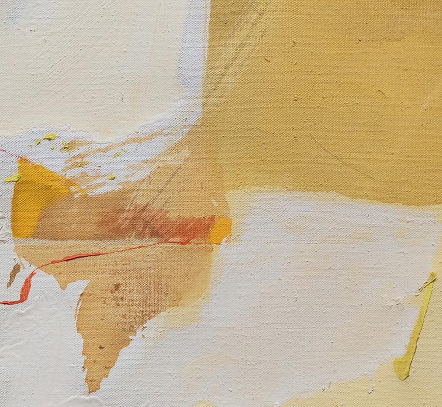 Detail of Abstract painting with reference to Tuscany. Mainly yellow and beige colors. Title: Il Muro di Sale