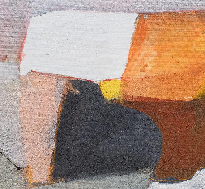 Detail of Abstract painting with reference to Tuscany. Mainly orange and gray colors. Title: Nel Paese del Colore