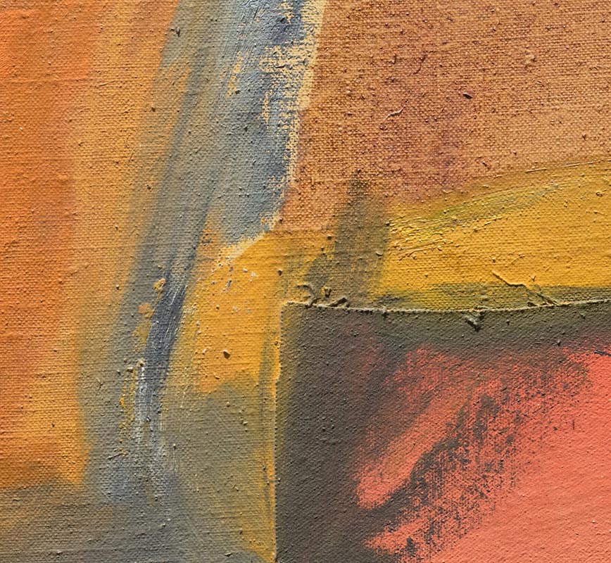 Detail of Abstract painting with reference to Tuscany. Mainly orange and yellow colors. Title: Il Ritorno del Tempo