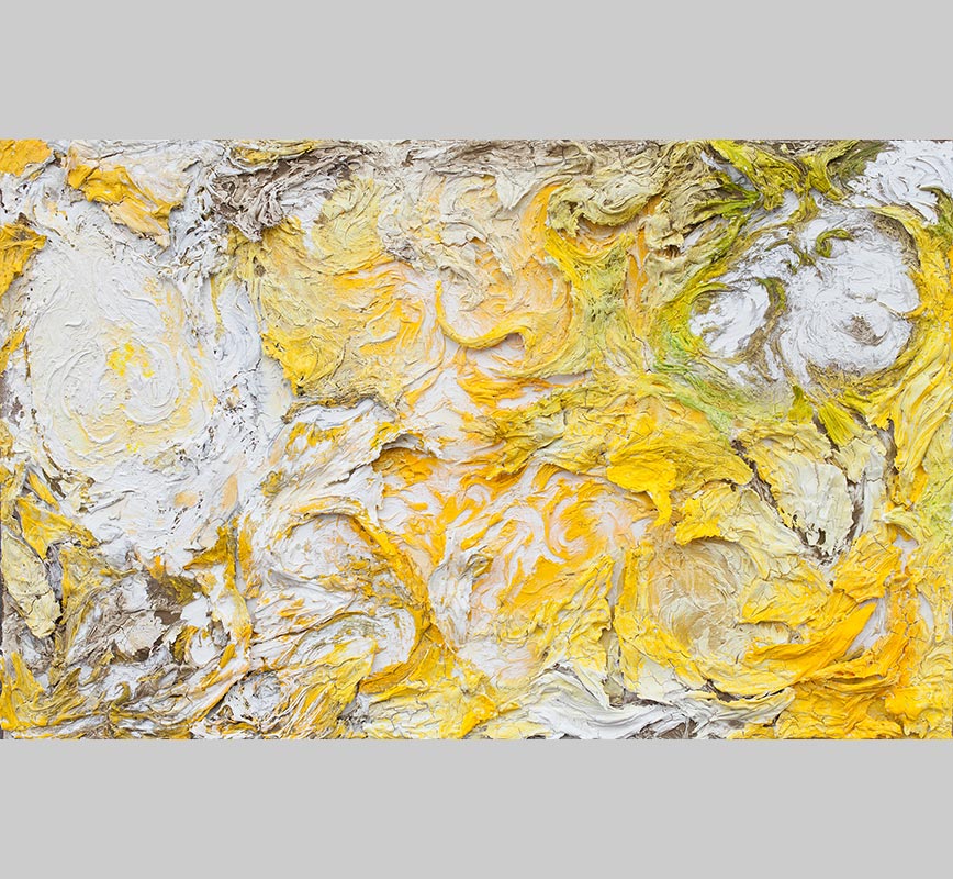 Abstract painting with reference to nature. Mainly yellow colors. Title: Horti Solis