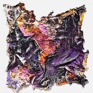 Abstract textural work on paper. Mainly purple colors. Title: Charta: Ater et Indicus