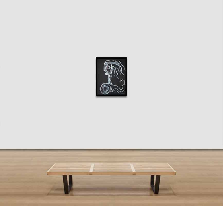 View in a Room of Surrealism figure drawn with plastic. Bust of a lady. Title: Head of a Woman