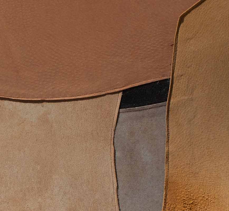 Detail of Abstract leather sculpture. Title: Mirabile
