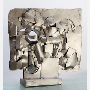 Abstract metal sculpture sculpture. Steel. Title: Quilted Landscape